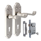 Premium Satin Nickel Internal Lock Door Handle Set+3 Lever MORTICE SASH Lock