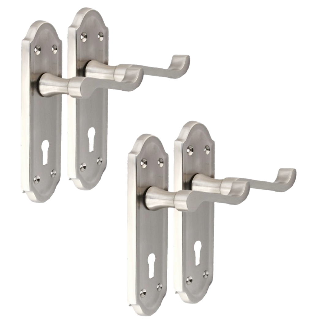 Askworth's Premium Satin Nickel Internal Lock Door Handle Set 1 Pair