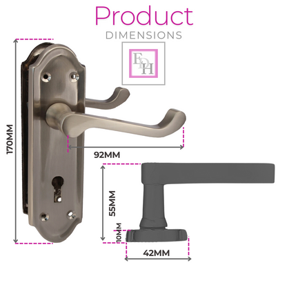 Askworth's Premium Satin Nickel Internal Lock Door Handle Set 1 Pair