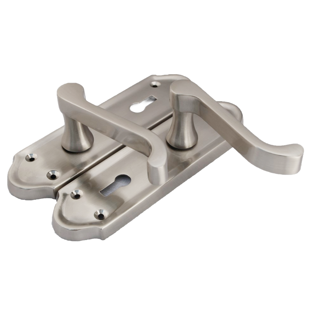 Askworth's Premium Satin Nickel Internal Lock Door Handle Set 1 Pair