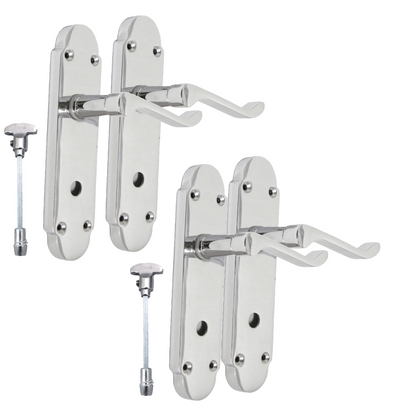 "Epsom Door Handle Set – Chrome Internal Lock Door Handles (170mm x 42mm)