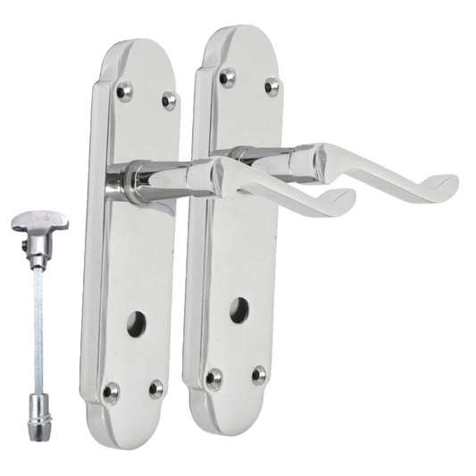 "Epsom Door Handle Set – Chrome Internal Lock Door Handles (170mm x 42mm)