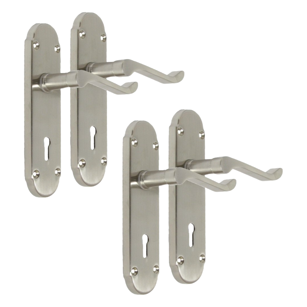 Epsom Satin Nickel Internal Door Handle Set on 170mm Back Plate, 2 Pairs