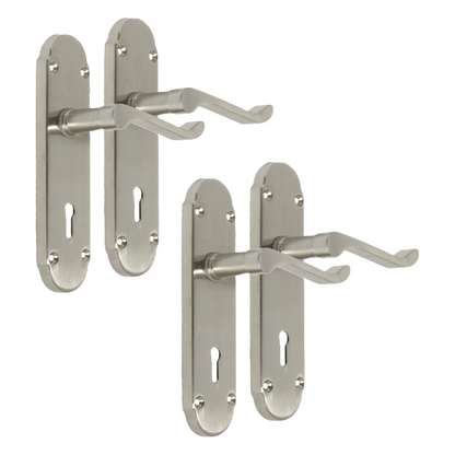 Epsom Satin Nickel Internal Door Handle Set on 170mm Back Plate, 2 Pairs