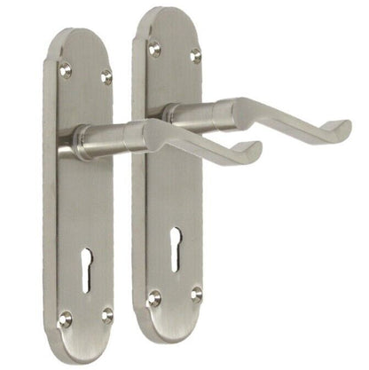 Epsom Satin Nickel Internal Door Handle Set With Sash Lock on 170mm Back Plate
