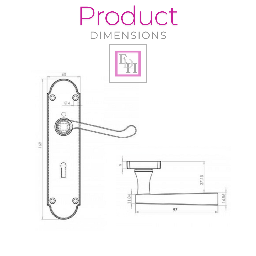 Epsom Satin Nickel Internal Door Handle Set With Sash Lock on 170mm Back Plate