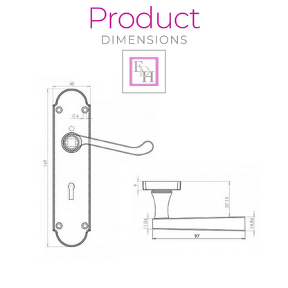 Epsom Satin Nickel Internal Door Handle Set With Sash Lock on 170mm Back Plate