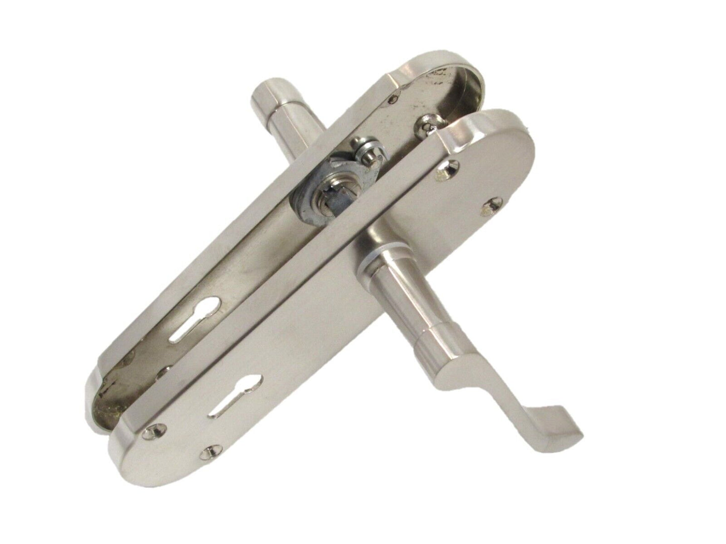 Epsom Satin Nickel Internal Door Handle Set With Sash Lock on 170mm Back Plate