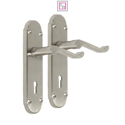 Epsom Satin Nickel Internal Door Handle Set With Sash Lock on 170mm Back Plate