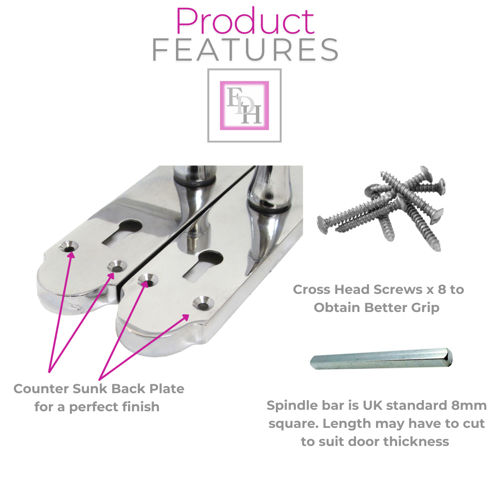 Epsom Door Handle - Chrome Internal Door Handles - 3 Lever Mortice Sash Lock x1
