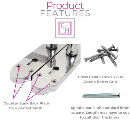 Epsom Door Handle - Chrome Internal Door Handles - 3 Lever Mortice Sash Lock x1