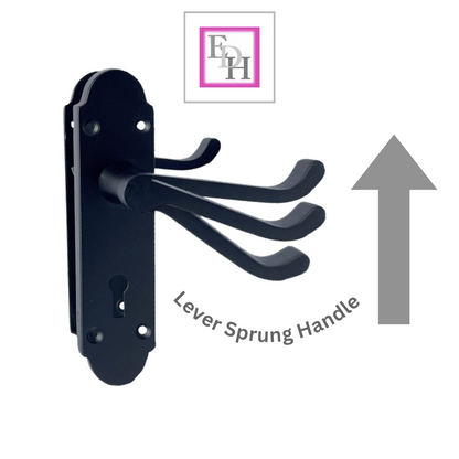 Epsom Matt Black Door Handle Set, Internal Handles with Bathroom Sash Lock 170mm