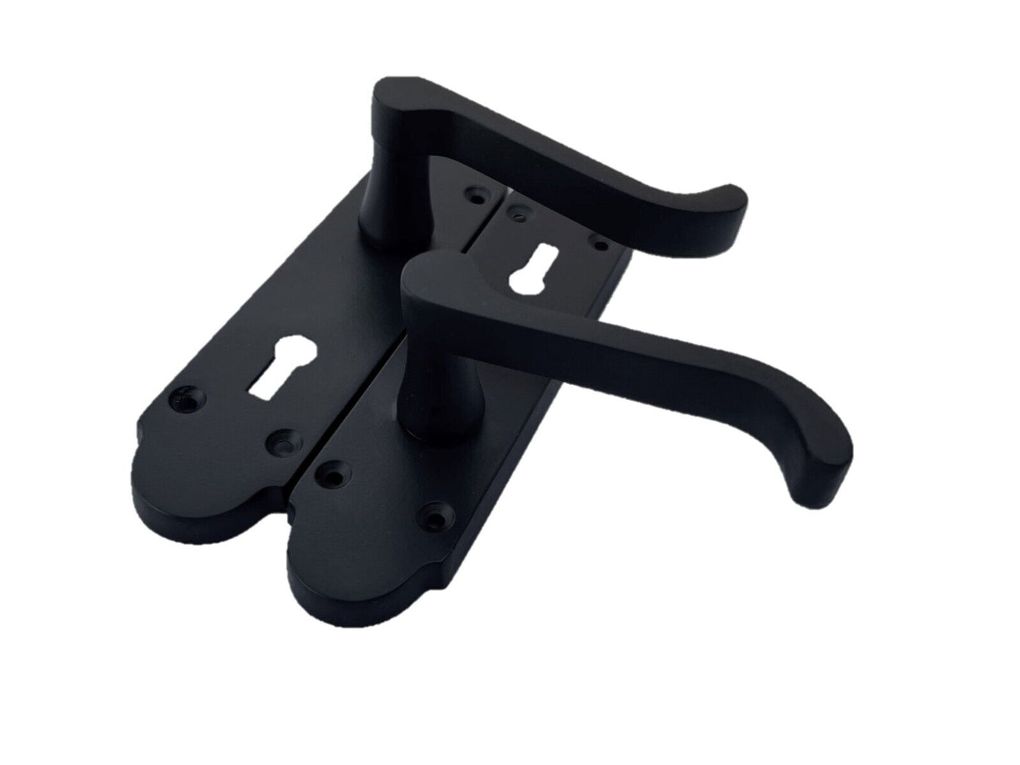 Epsom Matt Black Door Handle Set, Internal Handles with Bathroom Sash Lock 170mm