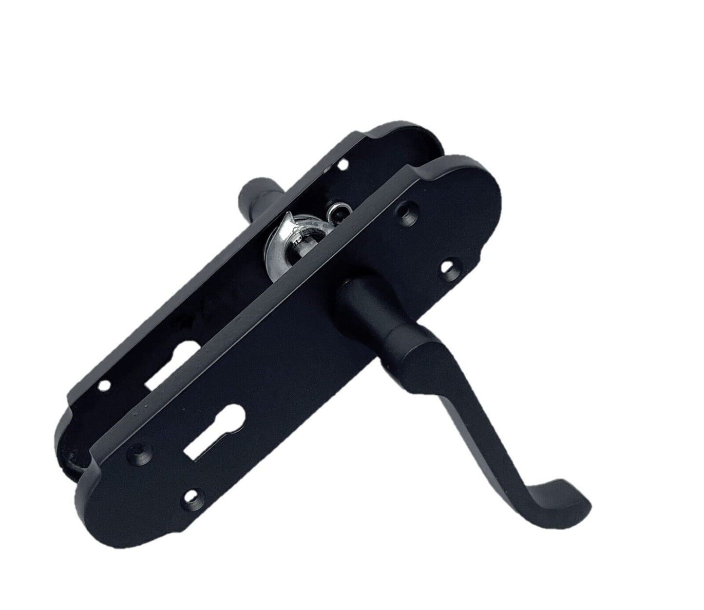 Epsom Matt Black Door Handle Set, Internal Handles with Bathroom Sash Lock 170mm