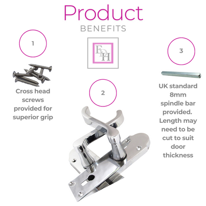 Epsom Door Handle - Chrome Internal Door Handles - 3 Lever Mortice Sash Lock x2