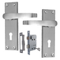 Satin Nickel Door Interior Door Lock Handles-Victorian Straight Lock, 1 Pair