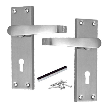 Satin Nickel Door Handles Interior Door Lock Handles-Victorian Straight Lock x1+