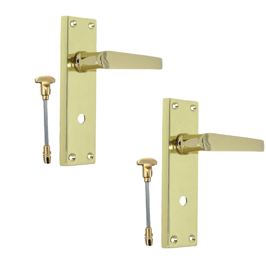 Victorian Straight Brass Bathroom Door Handles – Interior Lock Handle