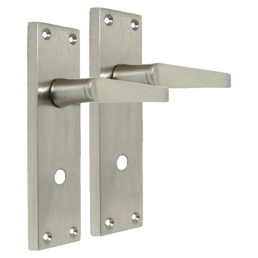 Victorian Straight Satin Nickel Interior Bathroom Door Handles
