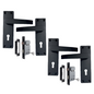 Matt Black Door Handles Victorian Straight Lock Handles and Sash Lock 2 Pairs