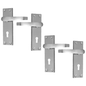 Satin Nickel Interior Door Lock Handles-Victorian Straight Lock, 2 Pairs