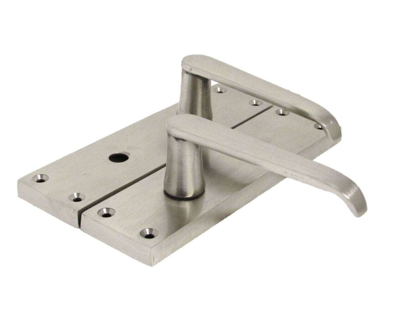 Victorian Straight Satin Nickel Interior Bathroom Door Handles + Bath SASH Lock1