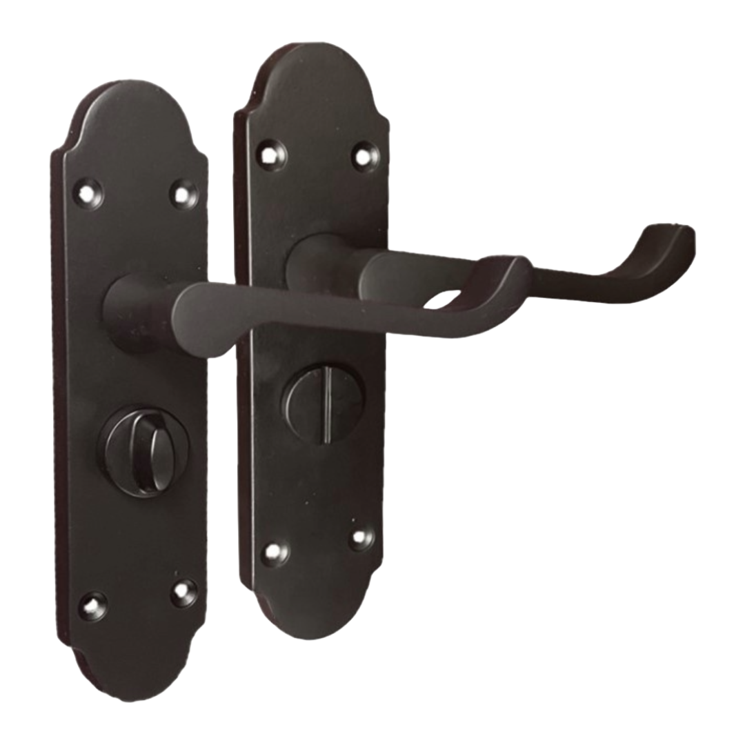 Matt Black Door Handles Set (Privacy Lock) 1 Sets. Victortian Style Door Handles
