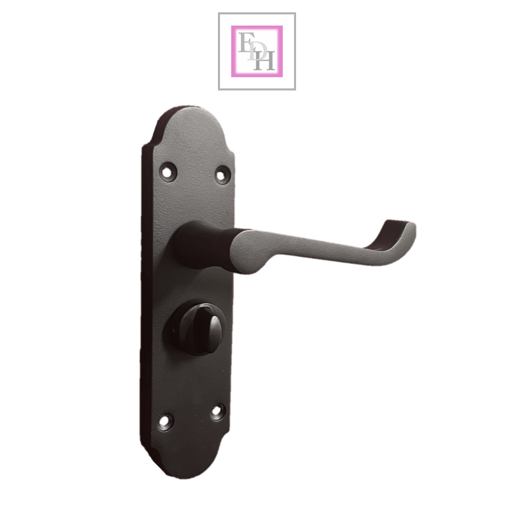 Matt Black Door Handles Set (Privacy Lock) 1 Sets. Victortian Style Door Handles