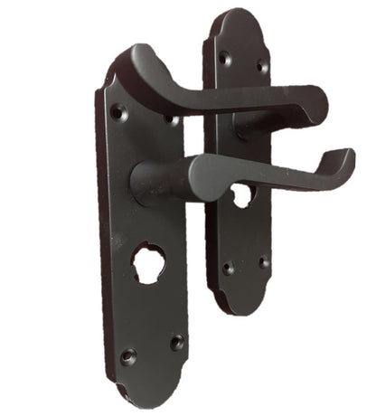 Epsom Victorian Scroll Matt Black Plated Privacy Bathroom Handles  2 Pairs
