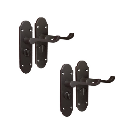 Epsom Victorian Scroll  Matt Black Plated Privacy Bathroom Handles Door Handles