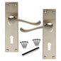 Victorian Scroll Satin Nickel  Lock Door Handles +3 Lever Sash Lock 150x42mm