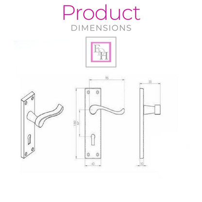 Satin Nickel Victorian Scroll Lock Door Handles + 3 Lever Mortice Sash Lock Set1