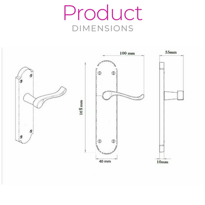 Black Nickel Epsom Victorian Scroll on Shaped Back Plate Lock Door Handle 1 Pair
