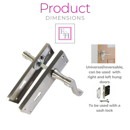 Satin Nickel Victorian Scroll Lock Door Handles + 3 Lever Mortice Sash Lock Set1