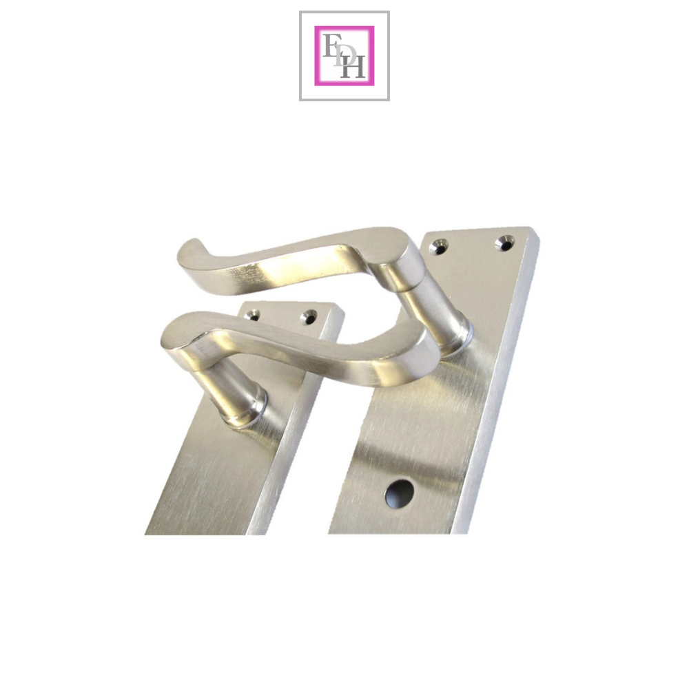 Victorian Style Satin Bathroom Door Handle with Privacy Lock + Bathroom SASH Lock