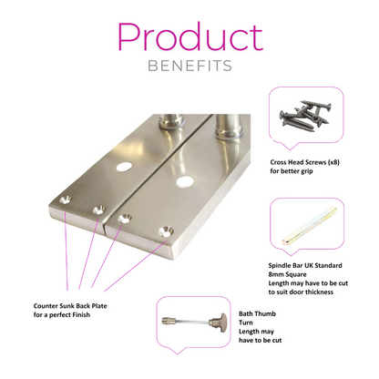 Victorian Style Satin Bathroom Door Handle with Privacy Lock + Bathroom SASH Lock