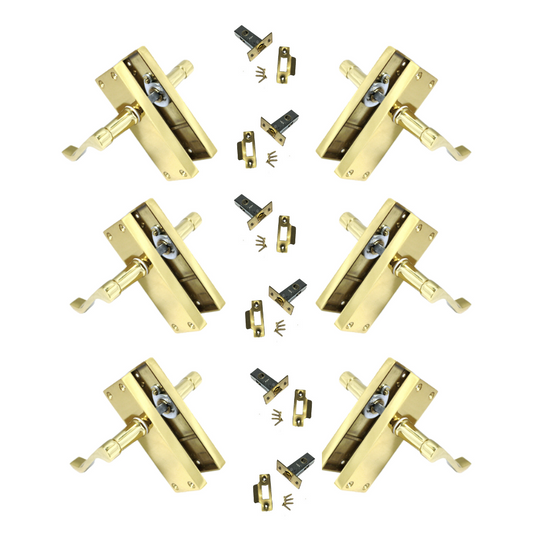 Door Handles Brass Plated  Victorian Scroll lever Latch Modern Handles 6 Pairs +