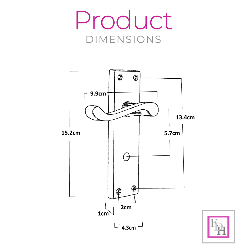 Victorian Style Satin Bathroom Door Handle with Privacy Lock, 1 Pair