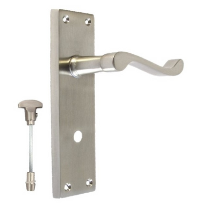 Victorian Style Satin Bathroom Door Handle with Privacy Lock + Bathroom SASH Lock