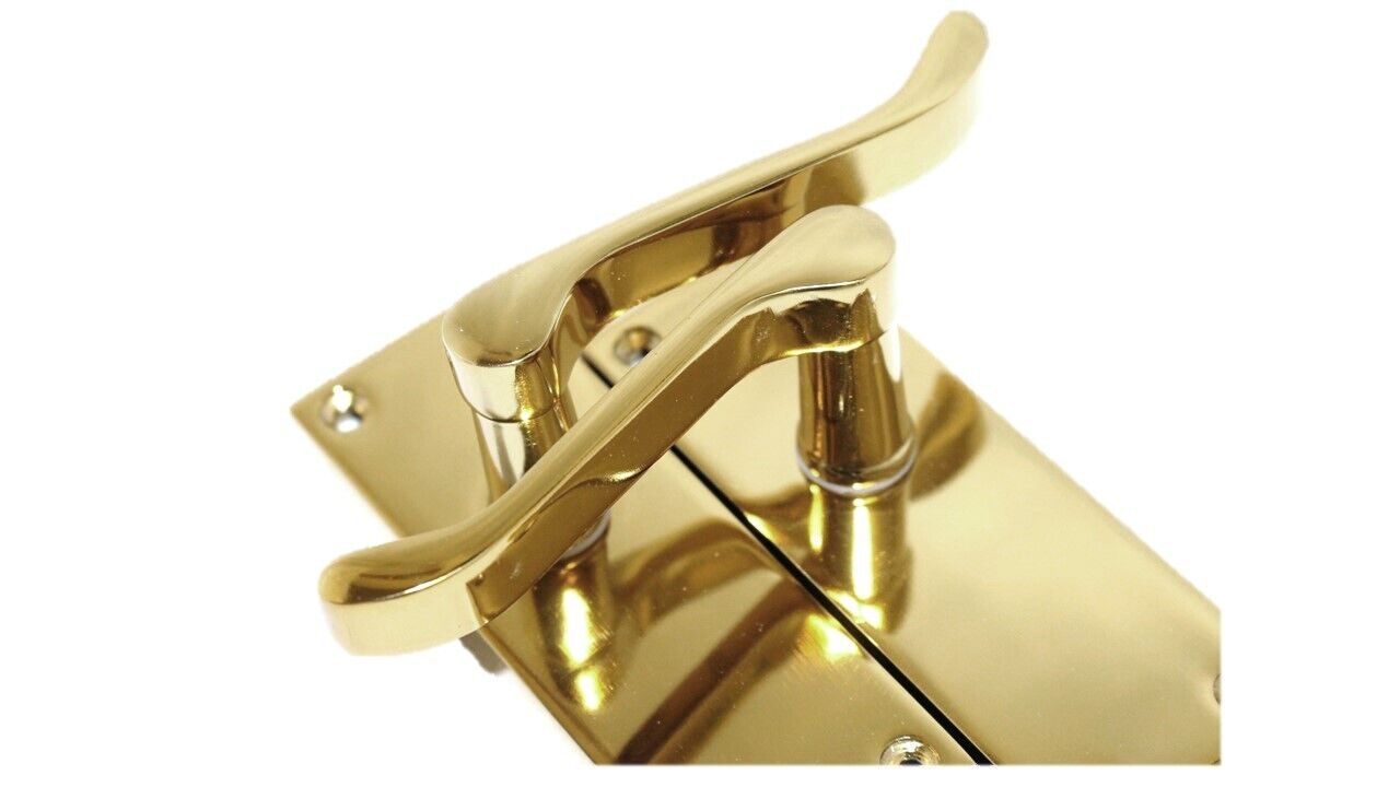 Door Handles Brass Plated  Victorian Scroll lever Latch Modern Handles 1 Pair