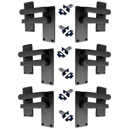 Door Handles  Internal & External Victorian Straight Lever Latch Matt Black. 6+