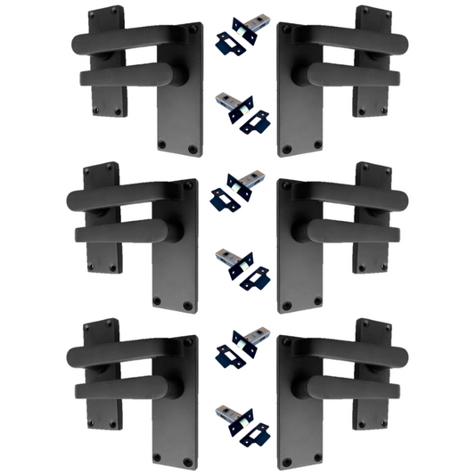 Door Handles  Internal & External Victorian Straight Lever Latch Matt Black. 6+
