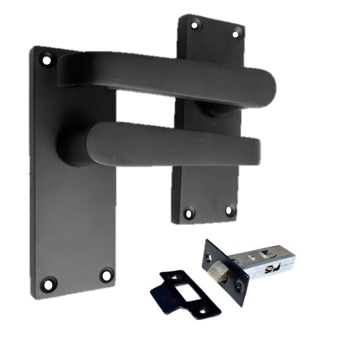 Door Handles  Internal & External Victorian Straight Lever Latch Matt Black. 1 +