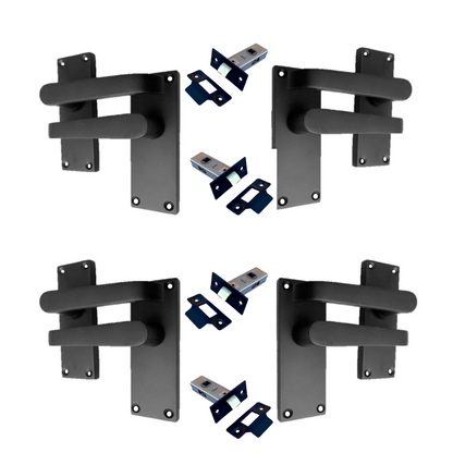 Door Handles  Internal & External Victorian Straight Lever Latch Matt Black x4+