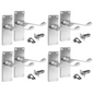 Satin Chrome Victorian Scroll lever Latch Modern Door Handles,  4 Pairs + Tubular Latch