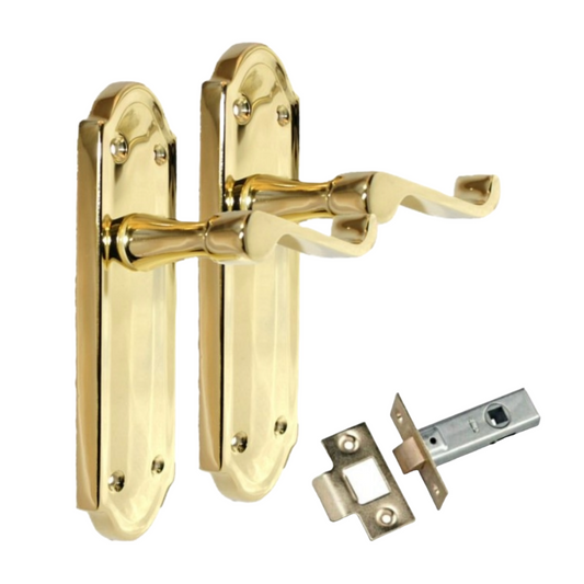 Brass Finish Ashford Style Ashworth  Scroll Interior Door Handles Lever Latch +