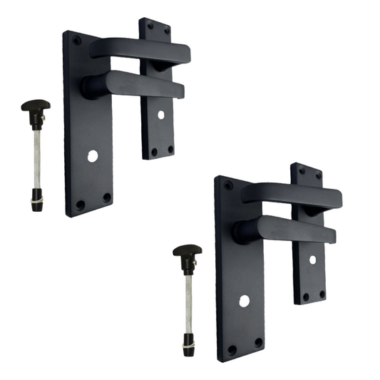 Victorian Straight Matt Black Bathroom Interior Modern Door Handles 2 Pairs
