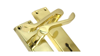 Lock Door Handles Modern Brass Victorian Scroll  Door Handle &3 Lever Sash Lock.