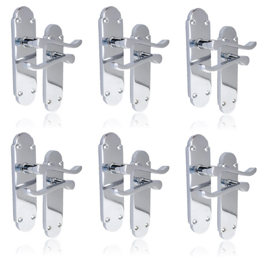 Silver Door Handles Interior Door Handles - Victorian Scroll Polished Chrome 6