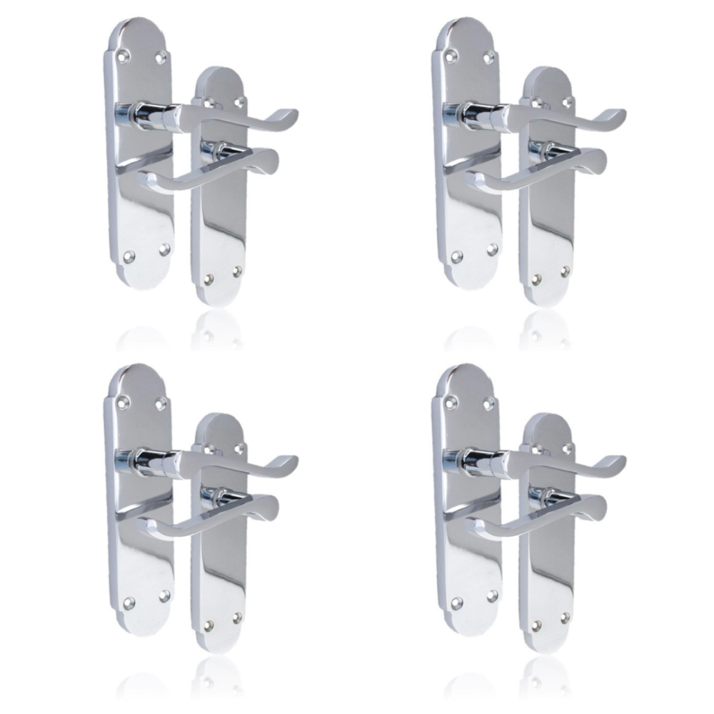 Silver Door Handles Interior Door Handles - Victorian Scroll Polished Chrome 4